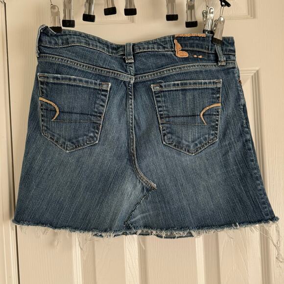 Vintage Y2K American Eagle Blue Cotton Denim Mini Skirt Women's 6 - Picture 3 of 10